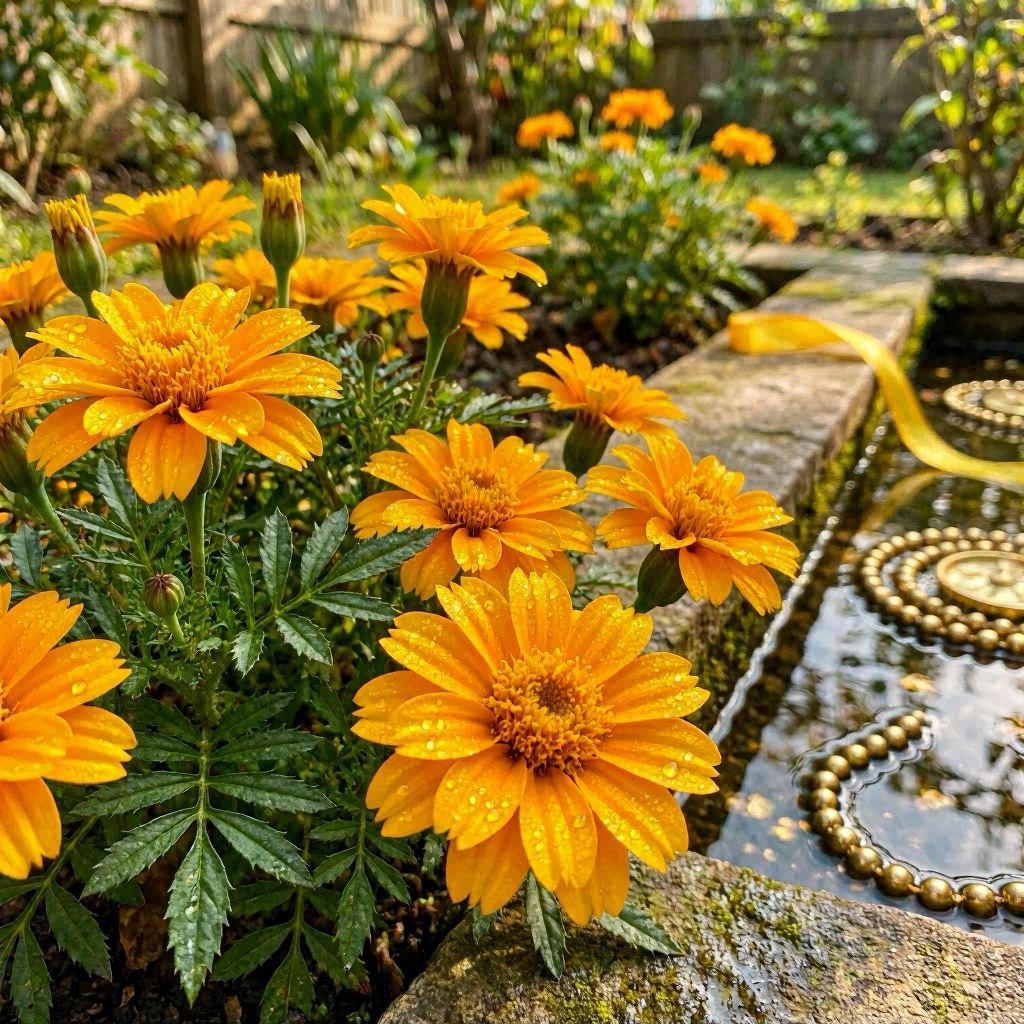 Flores de calêndula alaranjadas - flor de Oxum na Umbanda
