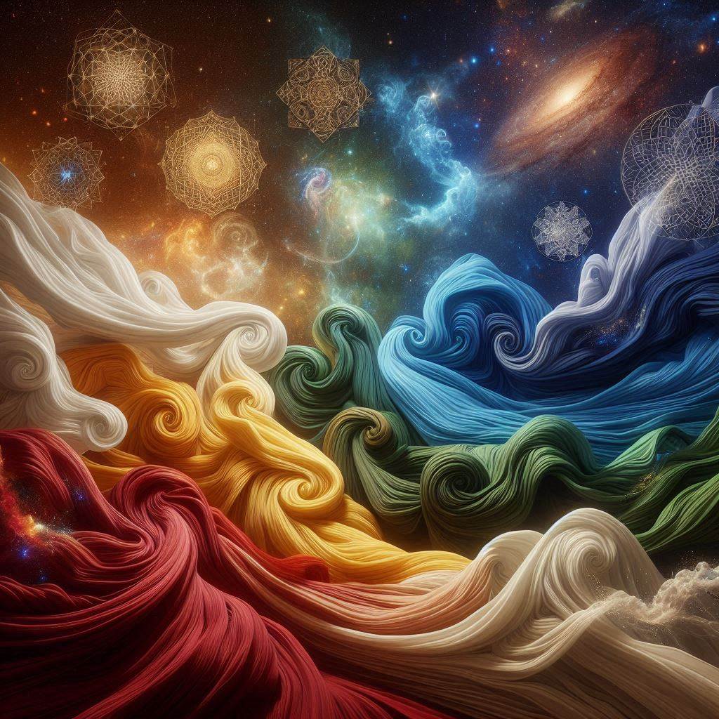 Tecidos coloridos representando as cores sagradas dos Orixás da Umbanda
