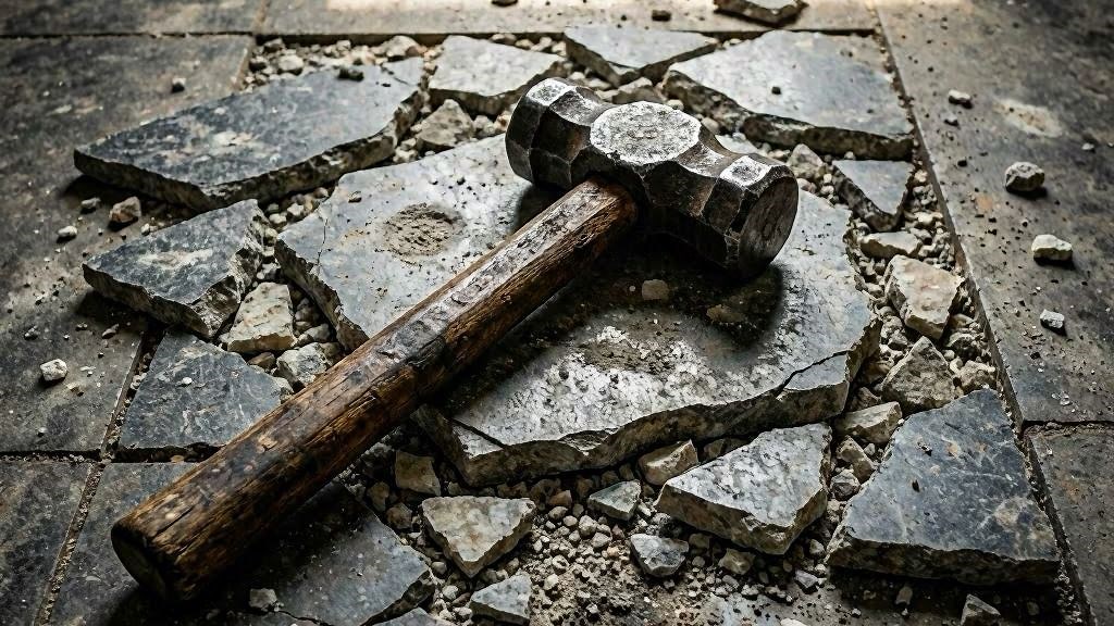 Marreta de ferro quebrando pedras pedreira quebra de vicios