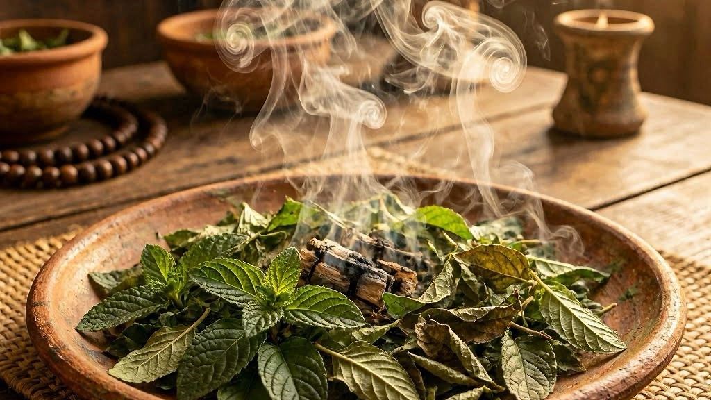 Defumacao de Erva-Doce - sementes de funcho com xicara de cha e fumaca suave