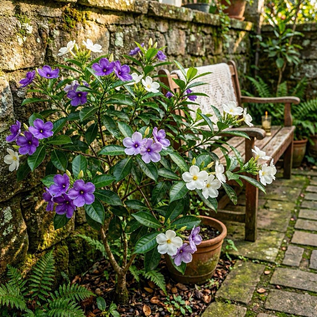 Manacá-de-cheiro com flores roxo lilás branco - erva de Nanã